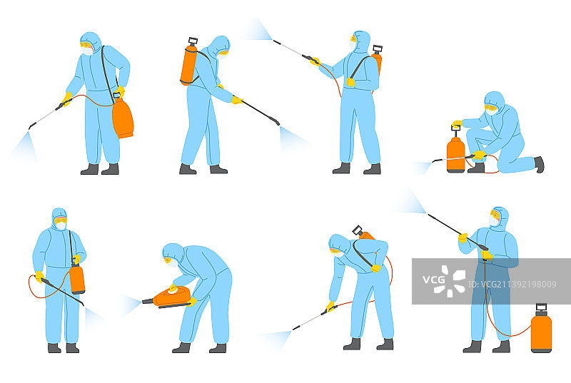 穿制服的专业消毒人员图片素材