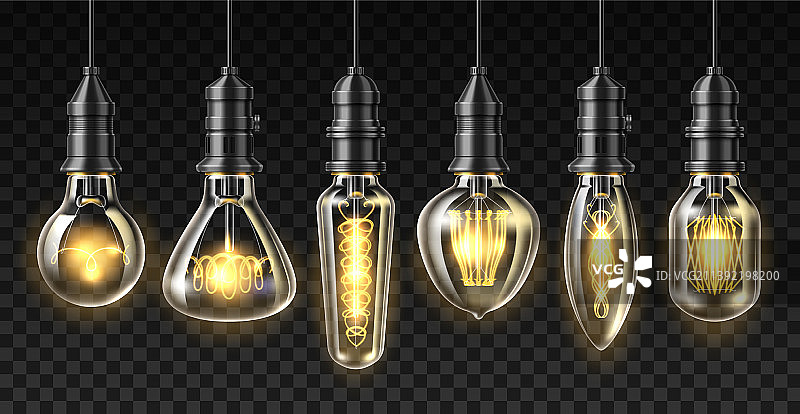 逼真阁楼灯泡3D爱迪生灯图片素材