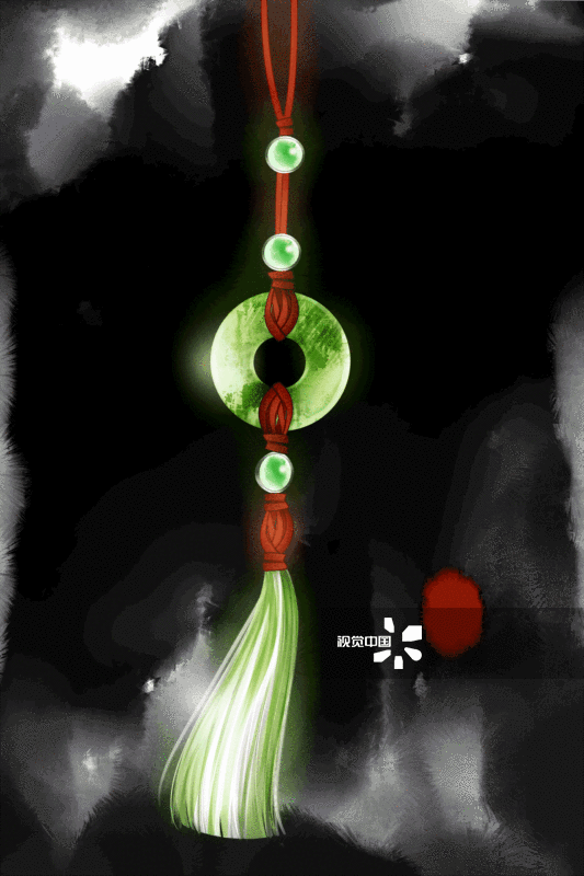 古风首饰玉佩配饰插画-GIF动图图片素材