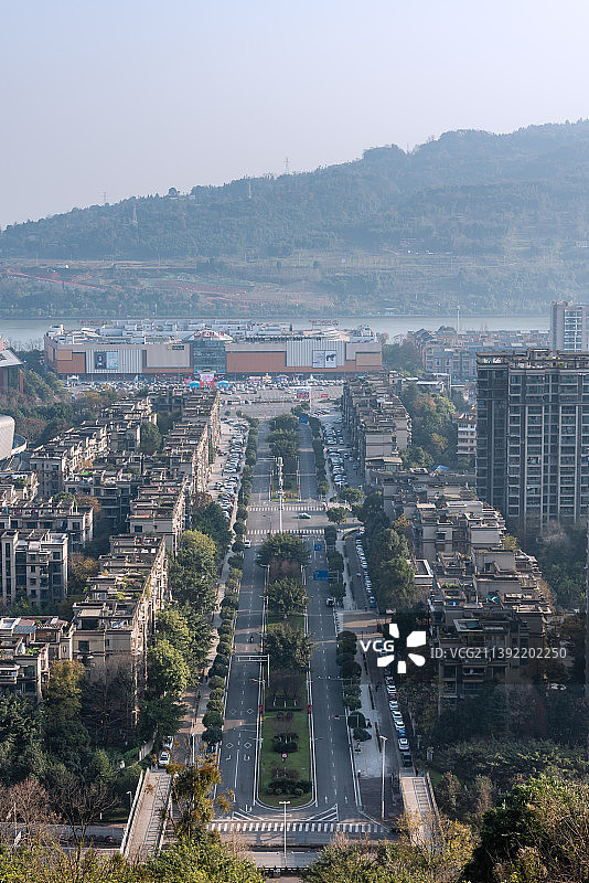俯视中国四川雅安城市建筑图片素材