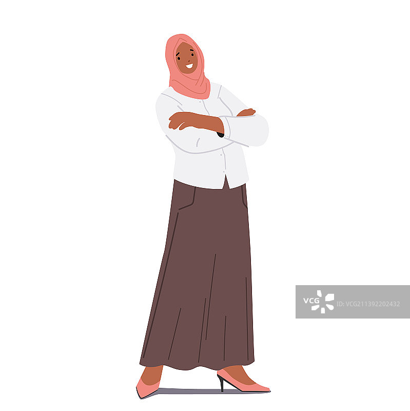 交叉双臂的阿拉伯女商人图片素材