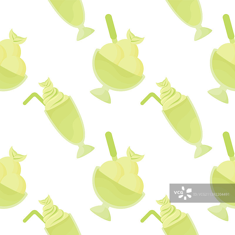 绿茶冰淇淋无缝图案2图片素材