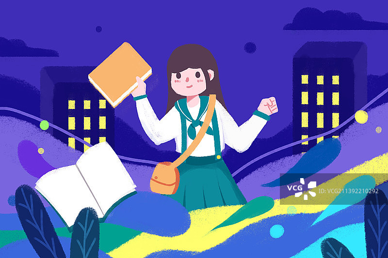 卡通手绘开学季教育专题海报插画图片素材
