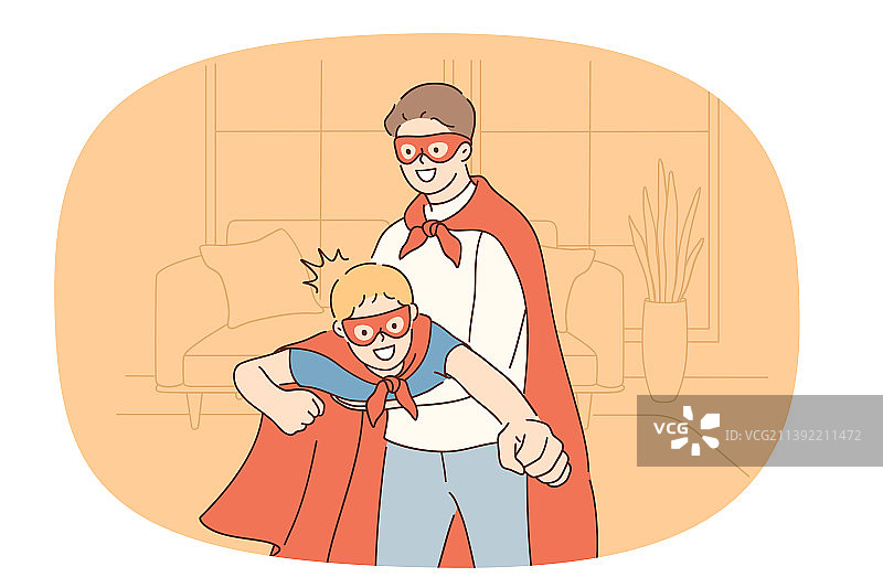 慈爱的父亲在家和儿子玩耍图片素材