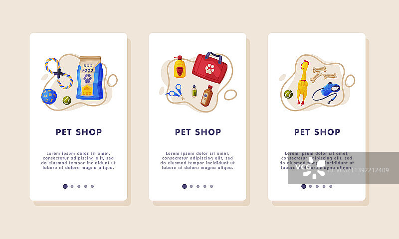 宠物店引导页手机App卡通图片素材