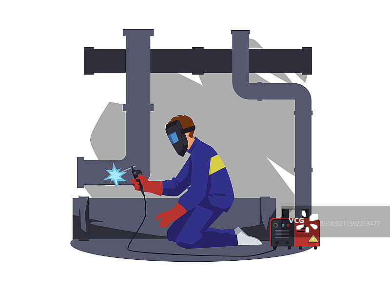 钢铁厂的焊接工人和焊接设备图片素材