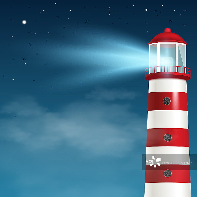 海边灯塔夜景图片素材