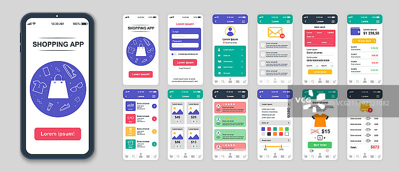 UI/UX购物应用界面屏幕图片素材