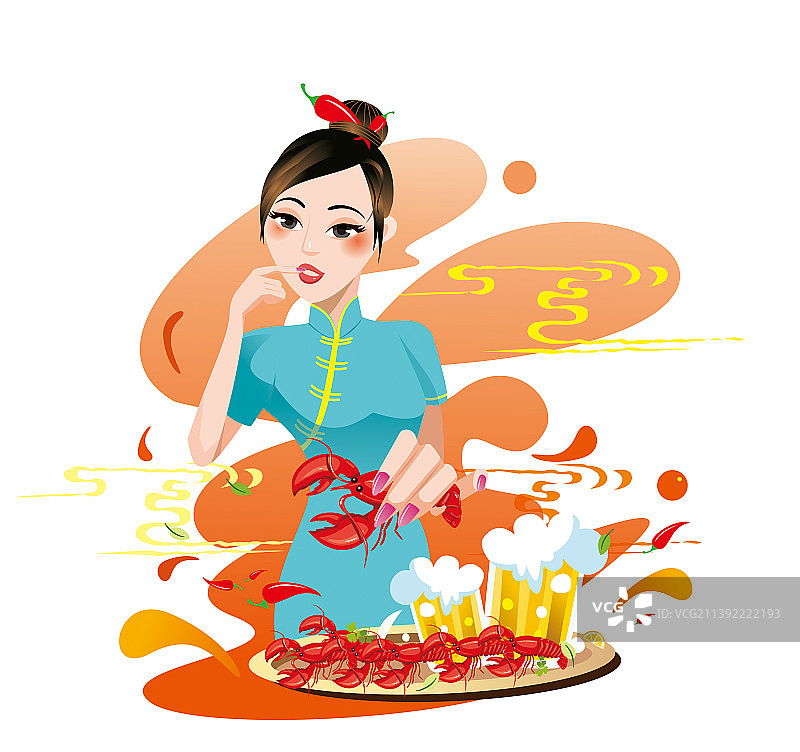 吮指小龙虾无字图片素材