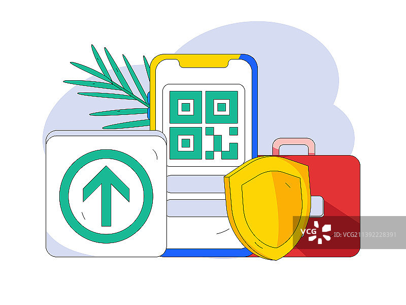孟菲斯绿码医生防疫抗疫扁平矢量概念运营插画图片素材