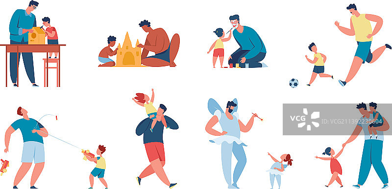 父亲和孩子共度时光图片素材