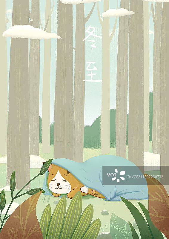 冬季节气扁平风清新插画图片素材