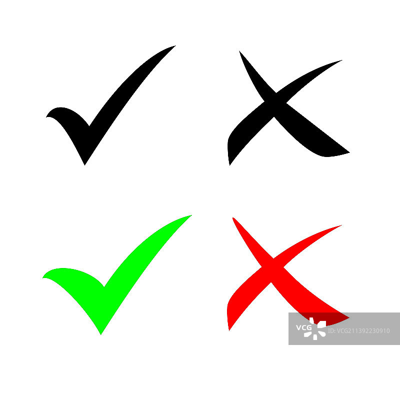 绿色和红色复选标记勾选图标集图片素材