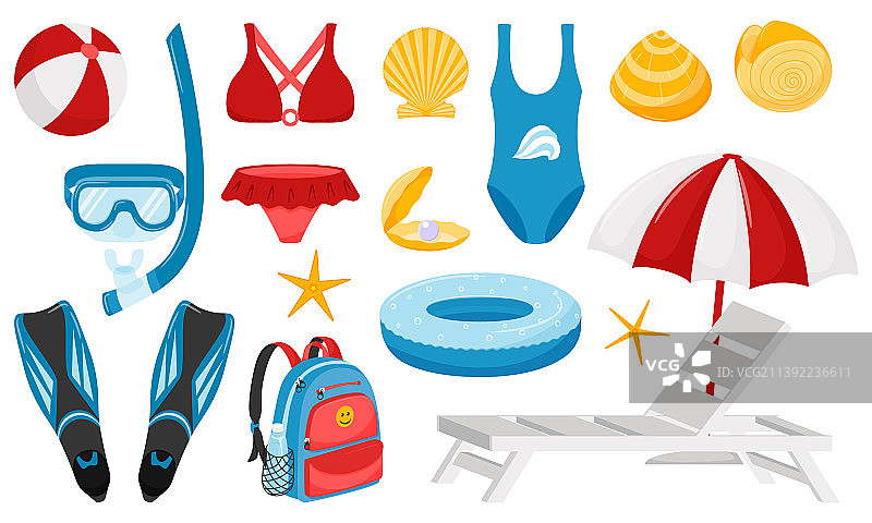 海洋度假潜水游泳元素合集图片素材