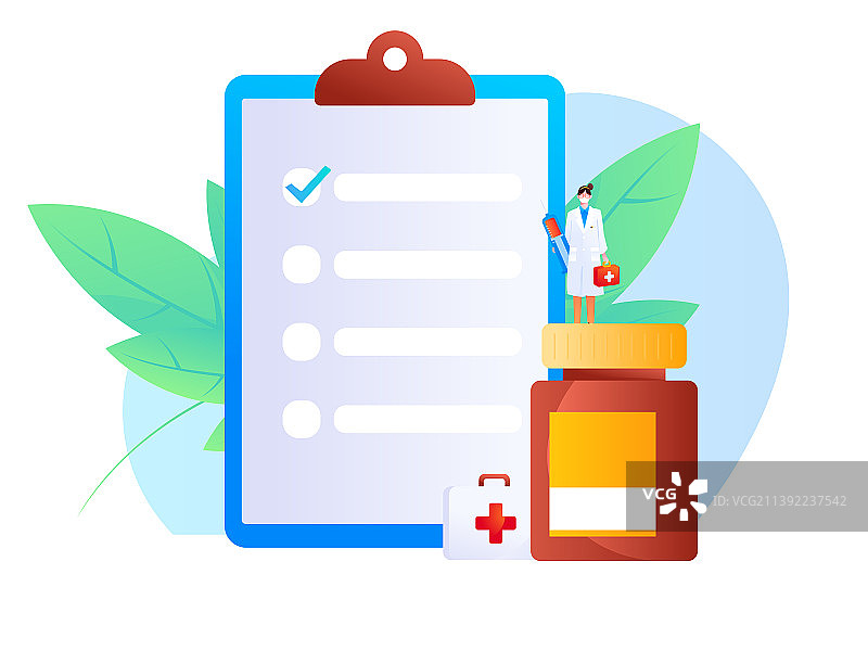 健康医保体检扁平矢量概念运营插画图片素材