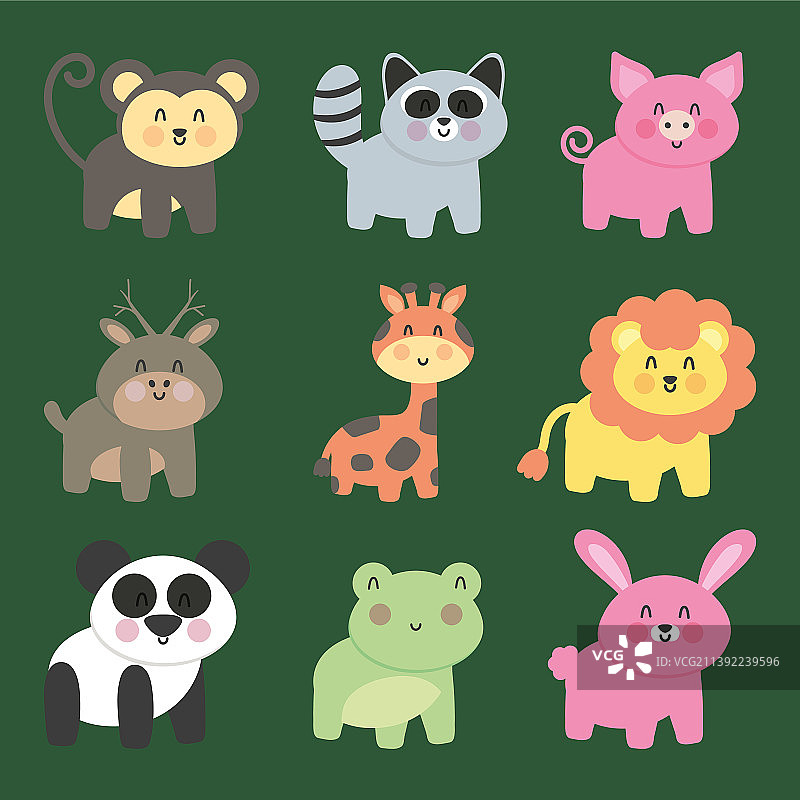 可爱的动物图标集图片素材
