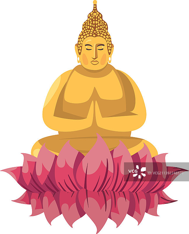 扁平风格金色佛像图片素材