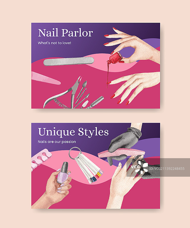 带美甲沙龙的Facebook模板图片素材