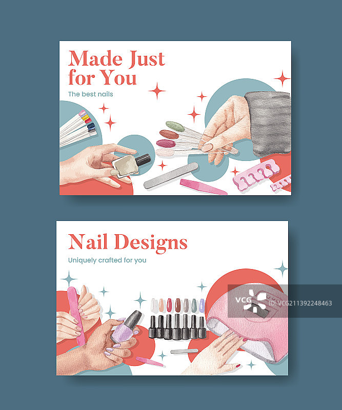 带美甲沙龙的Facebook模板图片素材