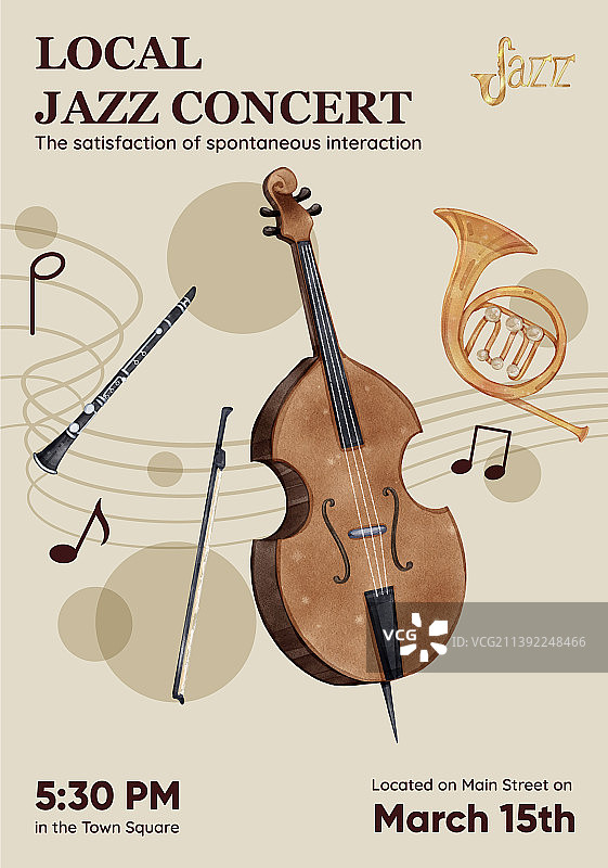 水彩爵士音乐概念海报模板图片素材