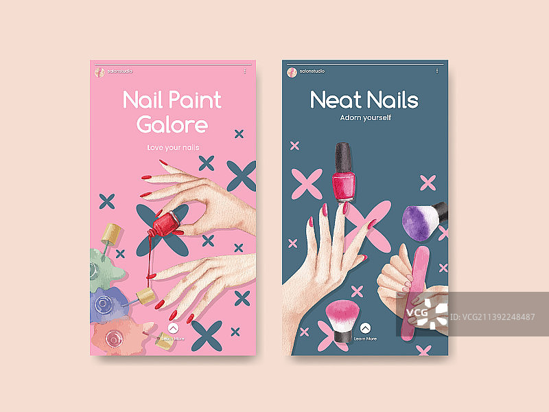 Instagram美甲沙龙模版图片素材