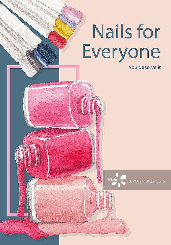 水彩美甲沙龙概念海报模板图片素材