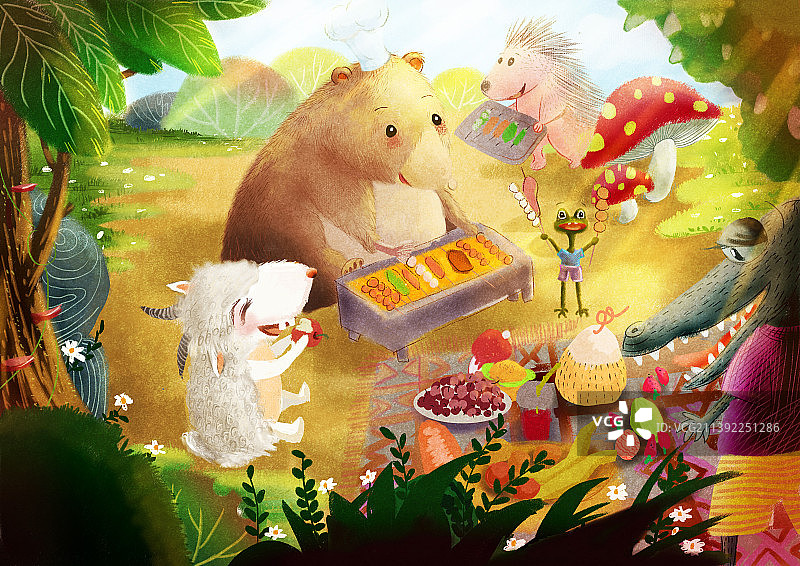 动物们的野餐图片素材