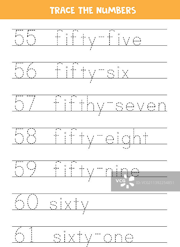 42至48数字描摹书写练习图片素材