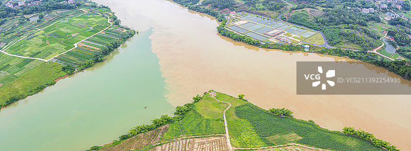 航拍南宁邕江左江右江汇合三江口图片素材