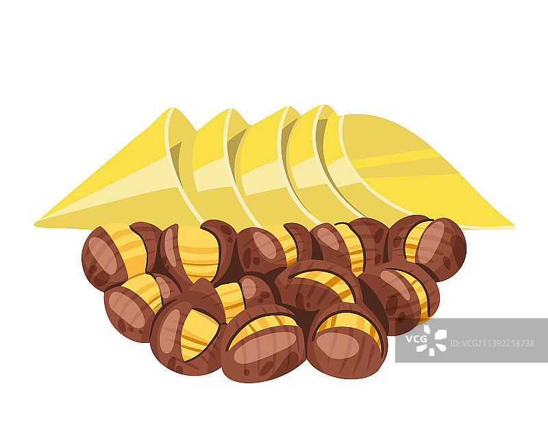 烤栗子和纸袋图片素材