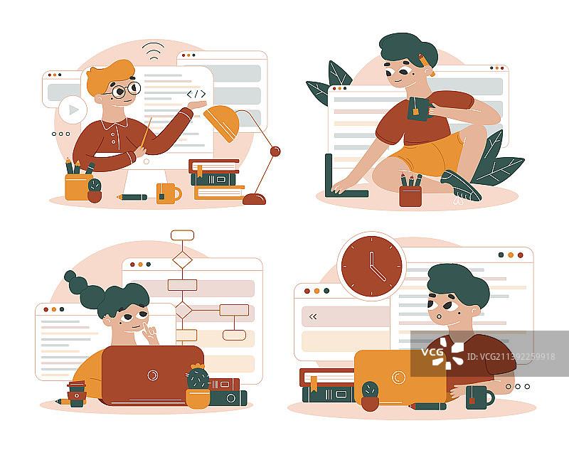 扁平卡通自由职业者素材图片素材