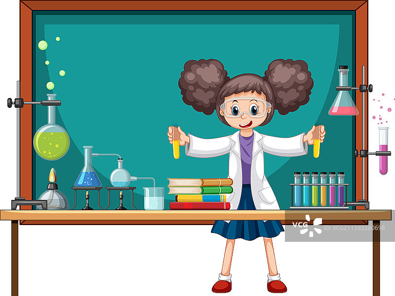 卡通科学家与科学实验室图片素材