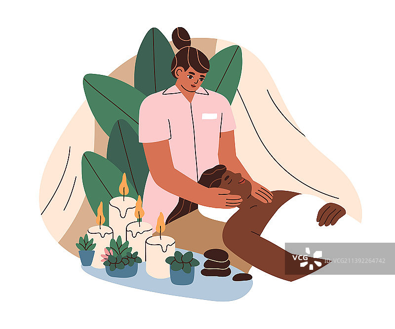 美容院顾客面部按摩图片素材