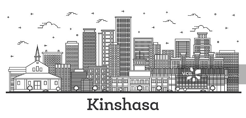 刚果金沙萨城市天际线现代轮廓图片素材