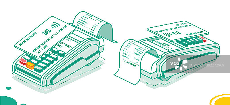 带现金收据的2.5D POS终端图片素材