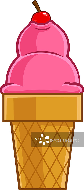 卡通樱桃冰淇淋蛋卷图片素材