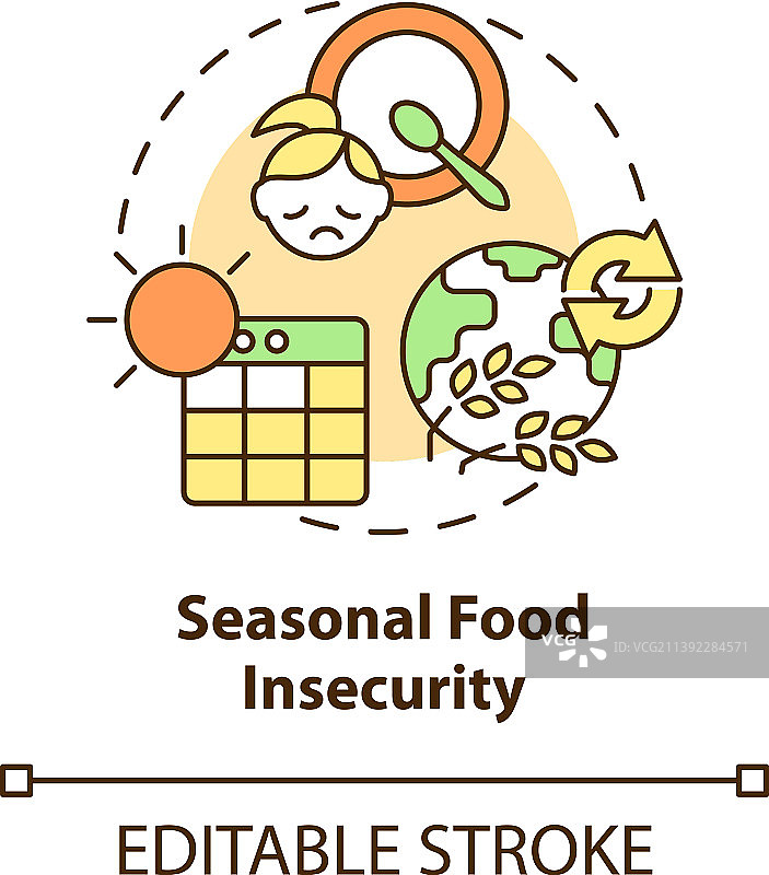 季节性食品无保障概念图标图片素材