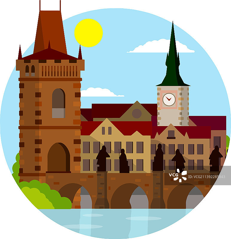 查理大桥中世纪地标图片素材