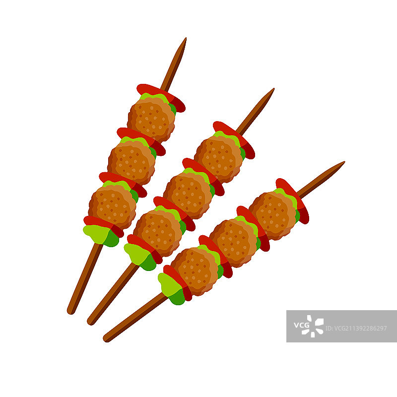 肉丸串烧烤元素图片素材