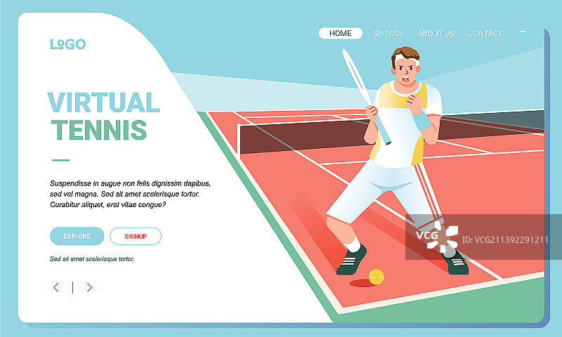 网球锦标赛着陆页模板图片素材