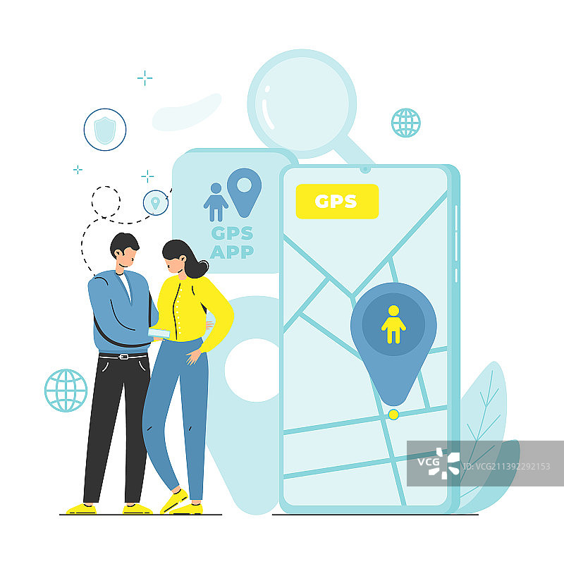 父母使用GPS手机App追踪孩子位置图片素材