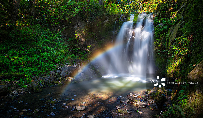 瀑布和彩虹图片素材