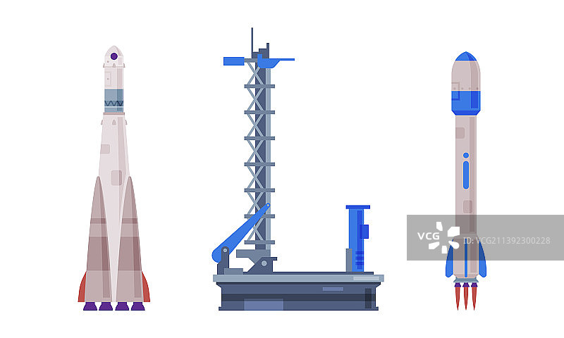 太空火箭和宇宙飞船发射平台图片素材