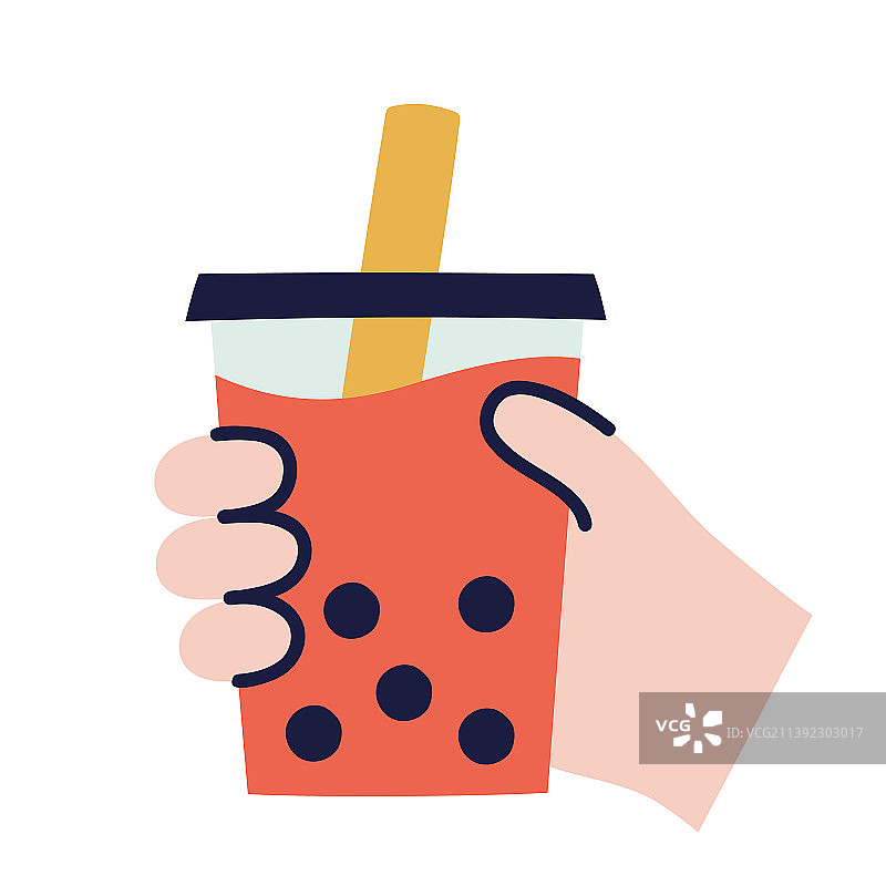 珍珠奶茶饮品涂鸦图片素材