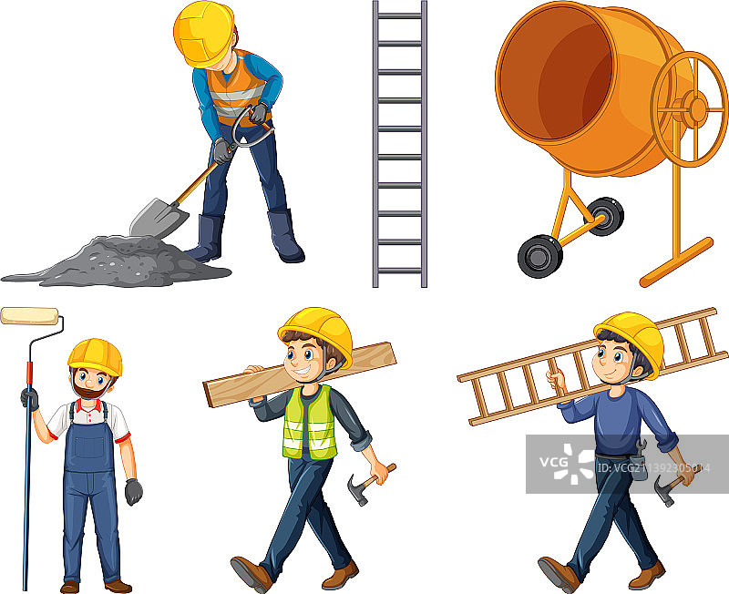 建筑工人工作场景图片素材