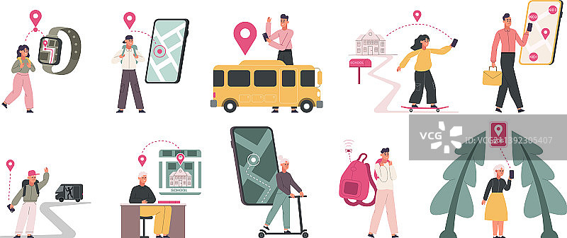 儿童安全技术智能手表地理定位图片素材