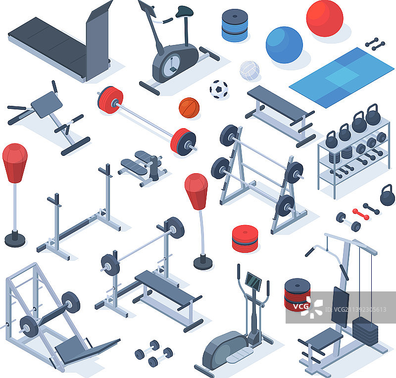 2.5D健身房健身器材与运动图片素材