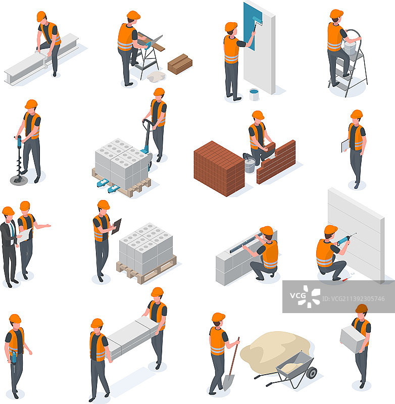 2.5D建筑工人图片素材