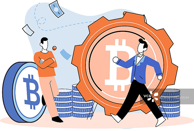 加密货币比特币挖矿隐喻区块链图片素材