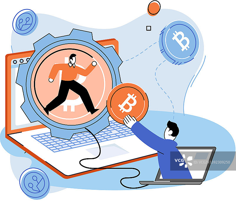 加密货币比特币挖矿隐喻区块链图片素材